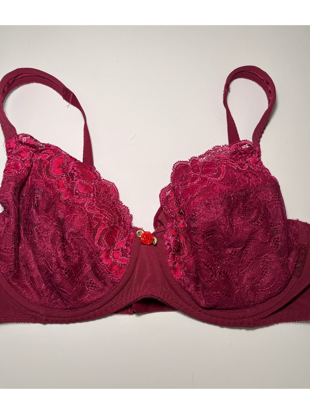 Curvation Lace Underwire Bra in Deep Raspberry 42C